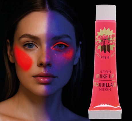 Fluorescent red makeup tube 10ml for Halloween face painting and costume accessories.
