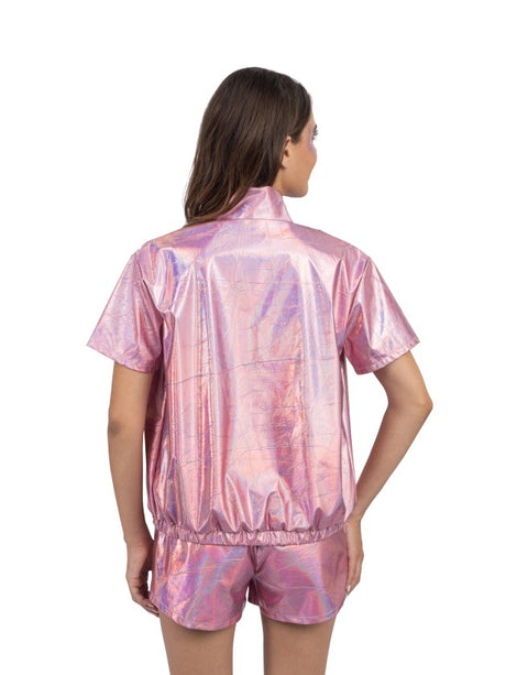 Ensemble Veste et Short Irisé Rose – 2 Pièces