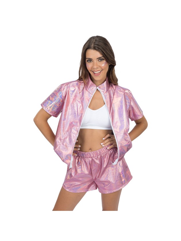 Ensemble Veste et Short Irisé Rose – 2 Pièces