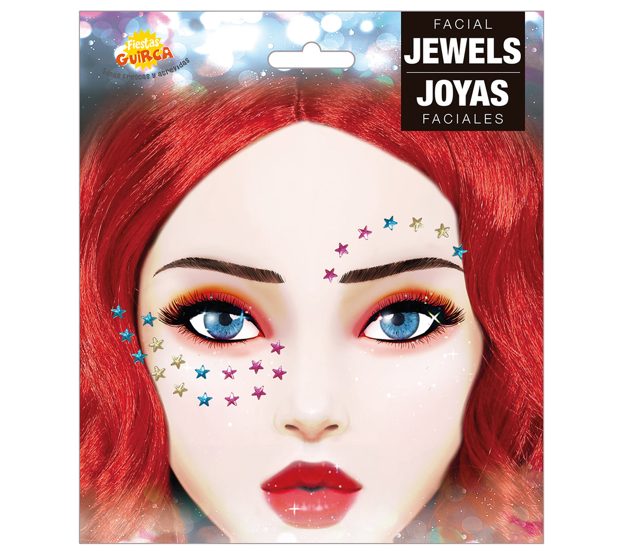 Bijoux visage étoiles multicolores adhésifs en résine