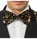 Noeud papillon velours noir et sequins bronze – soirée chic – accessoire