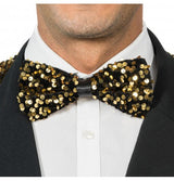Noeud papillon velours noir et sequins bronze – soirée chic – accessoire