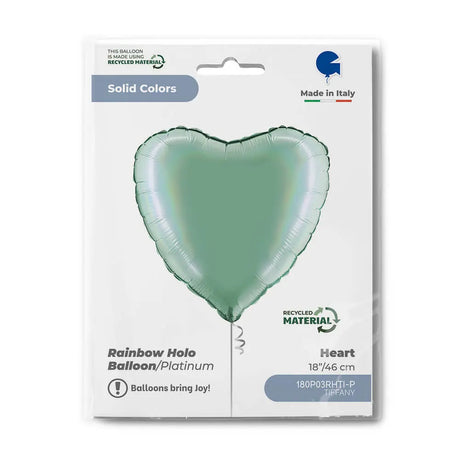 Ballon cœur - Effet holographique arc-en-ciel - 36 cm - Gonflage Hélium en boutique