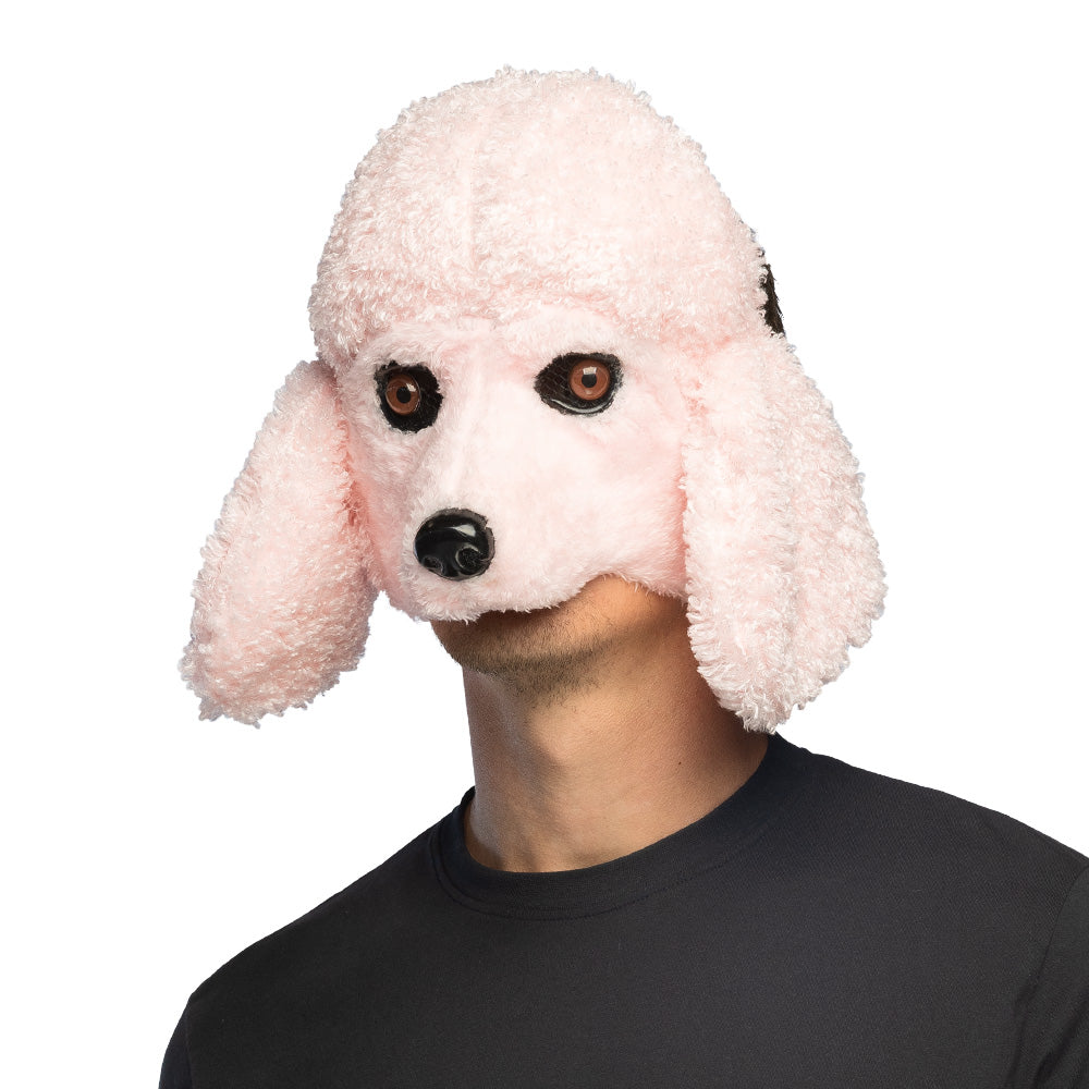 Demi-Masque Peluche Caniche Rose