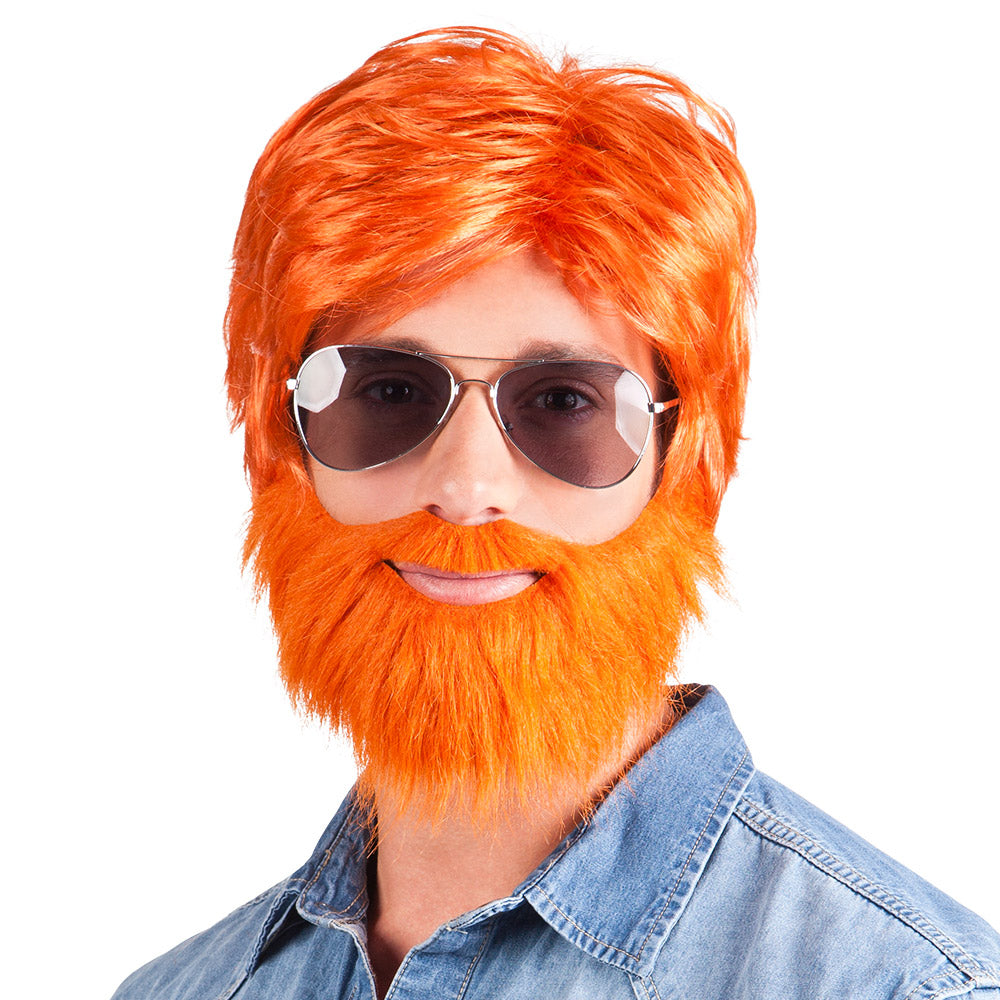 Perruque Dude Orange Avec Barbe