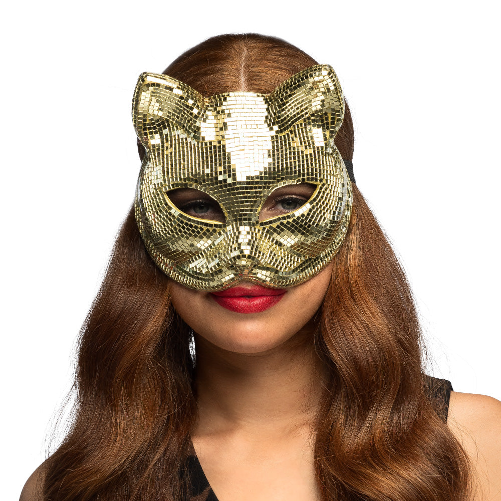 Demi-Masque Disco Cat Or