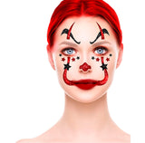 Bijoux visage clown pailleté - noir et rouge - 20x20 cm
