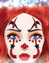 Bijoux visage clown pailleté - noir et rouge - 20x20 cm