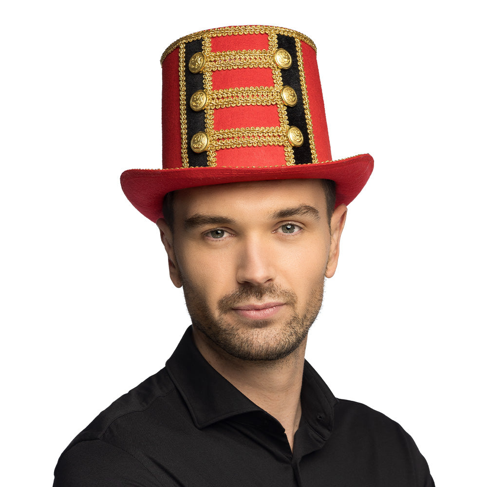Chapeau Directeur de Cirque Rouge – Carnaval et Soirée Déguisée