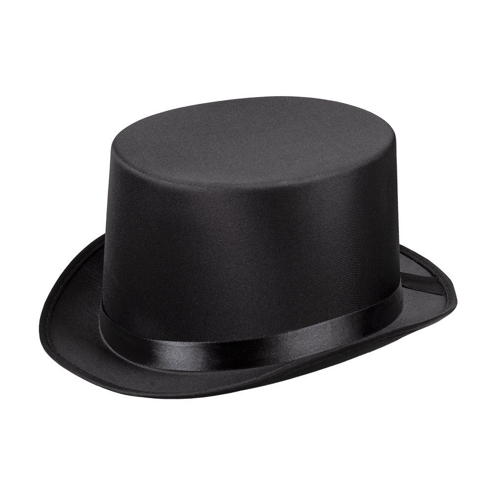 Chapeau Haut de Forme Satin Gala Noir – Élégance et Soirée Chic