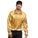 Chemise Satin Or Homme Taille L – Disco, Soirée Fluo et Carnaval
