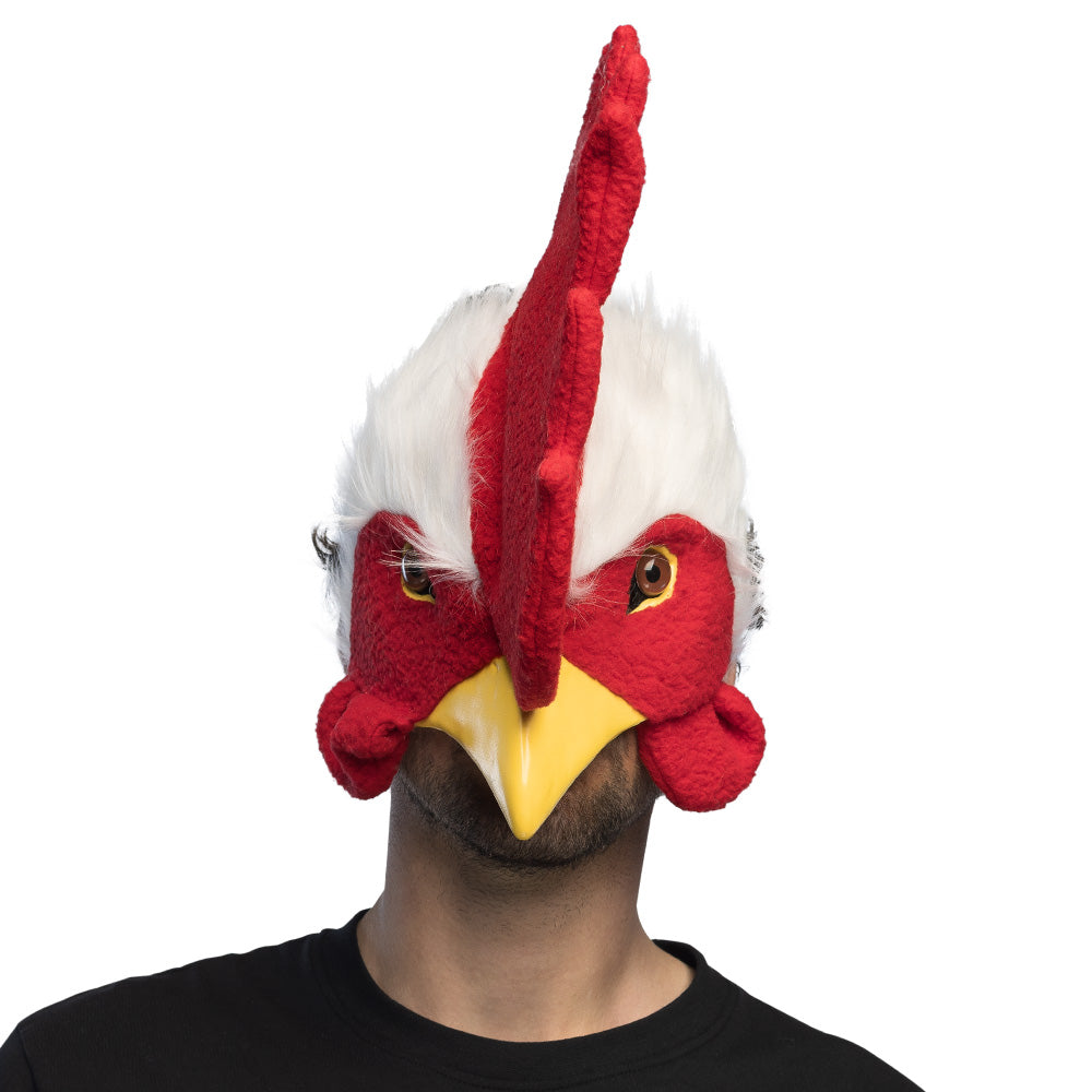 Demi-Masque Peluche Coq Blanc – Carnaval et Soirée Déguisée