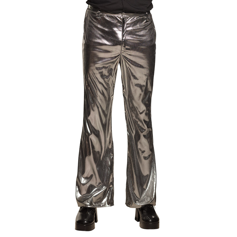 Pantalon Disco Argent Homme Tailles M/L – Soirée Fluo et Années 70