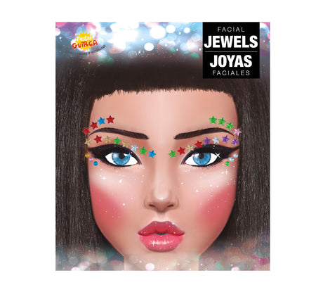 Bijoux visage étoiles multicolores en résine