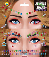 Bijoux visage étoiles multicolores en résine