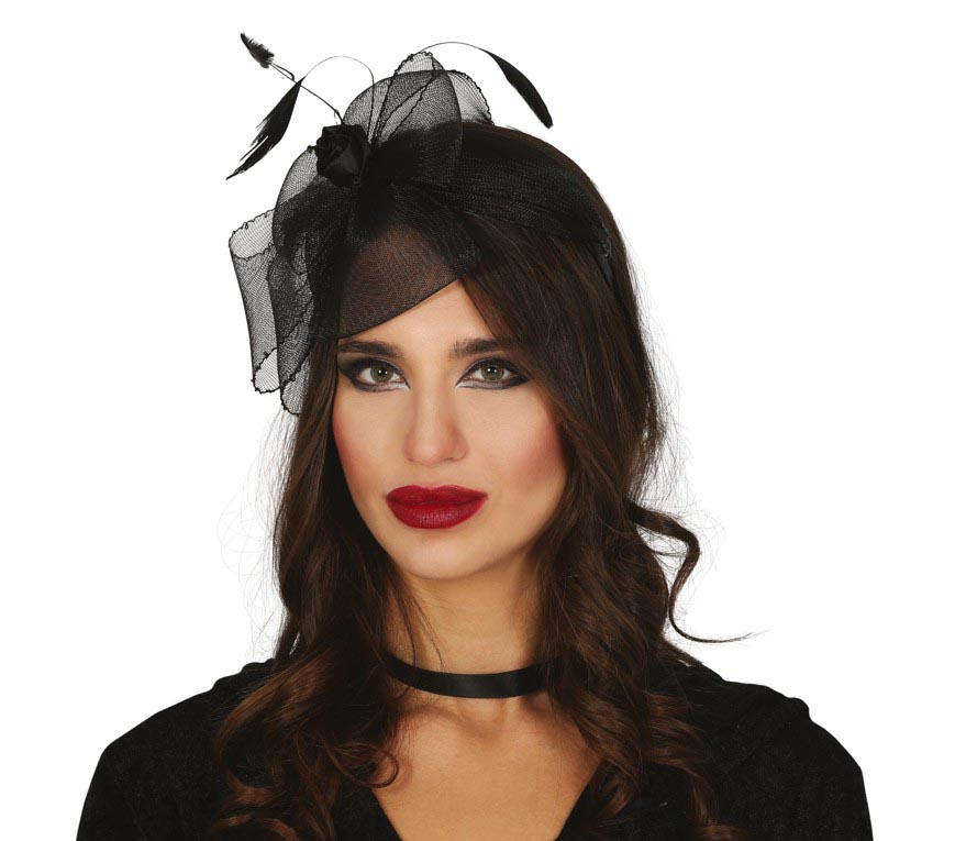 Diadème Fleur Noir – Accessoire Femme Halloween et XIXe Siècle