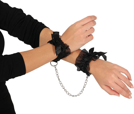 Menottes en Broderie Noire – Halloween et Soirée Déguisée