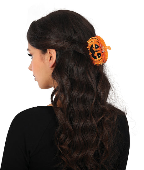 Pince à Cheveux Citrouille Orange 6,7 cm – Halloween et Déguisement