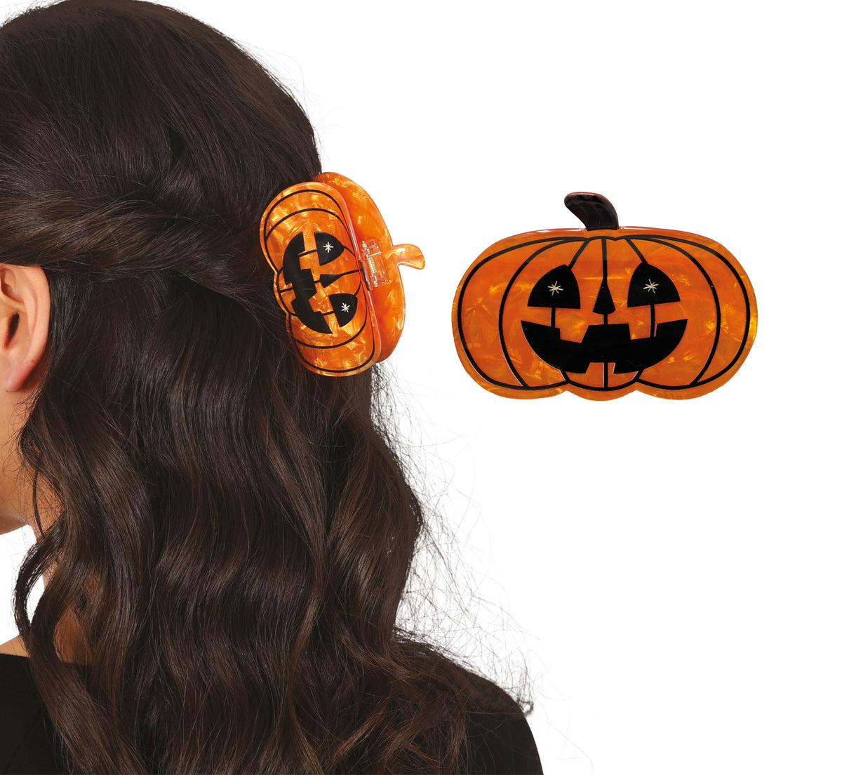 Pince à Cheveux Citrouille Orange 6,7 cm – Halloween et Déguisement