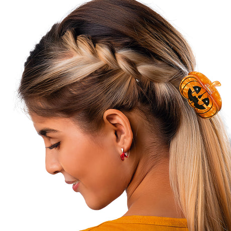 Pince à Cheveux Citrouille Orange 6,7 cm – Halloween et Déguisement