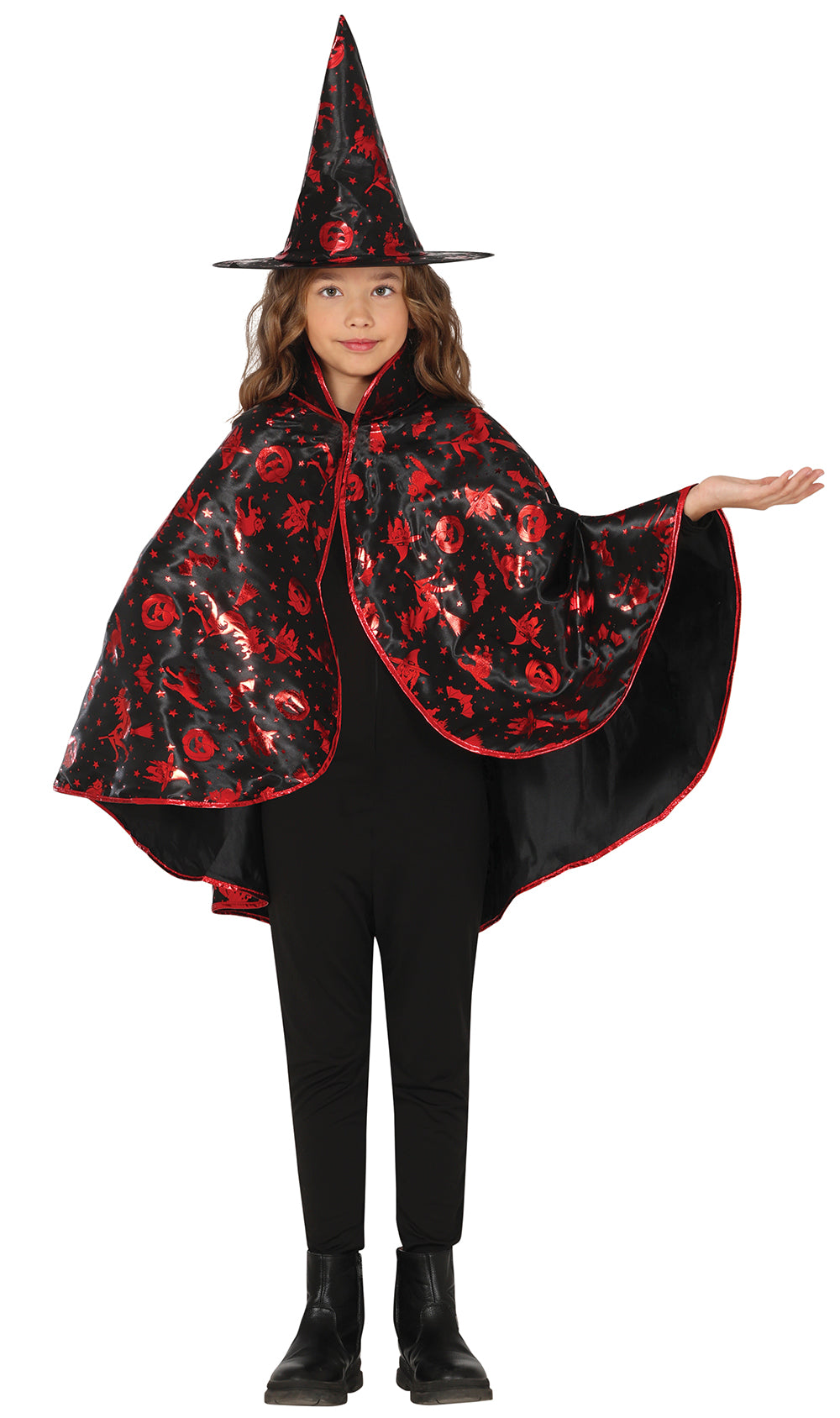 Set Sorcière 50 cm Noir/Rouge – Halloween et Déguisement Sorcière