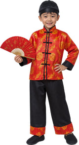 Déguisement chinois enfant rouge et noir