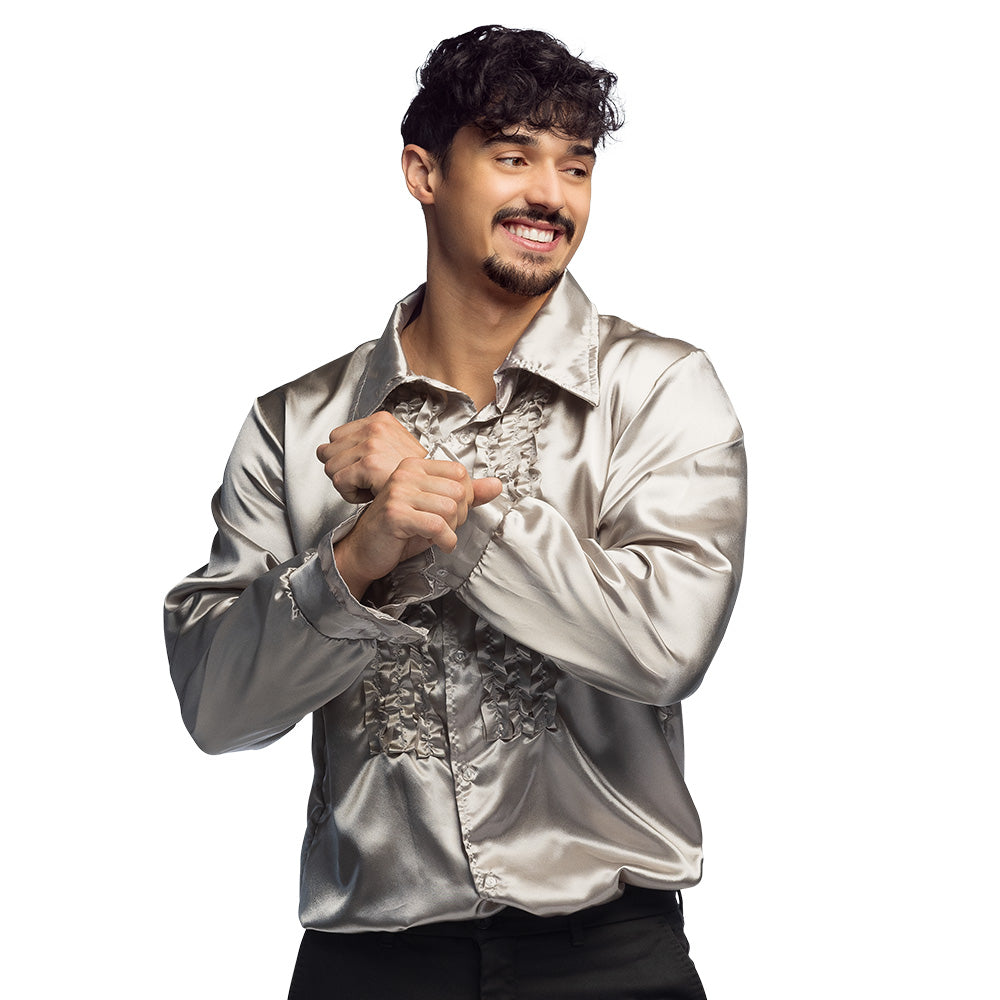 Chemise Argent Homme Tailles L à XL – Déguisement et Soirée Disco