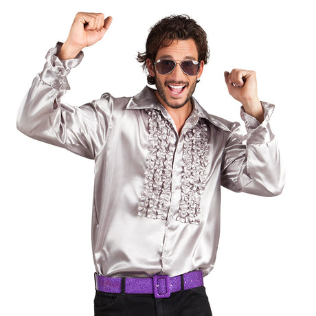 Chemise Argent Homme Tailles L à XL – Déguisement et Soirée Disco
