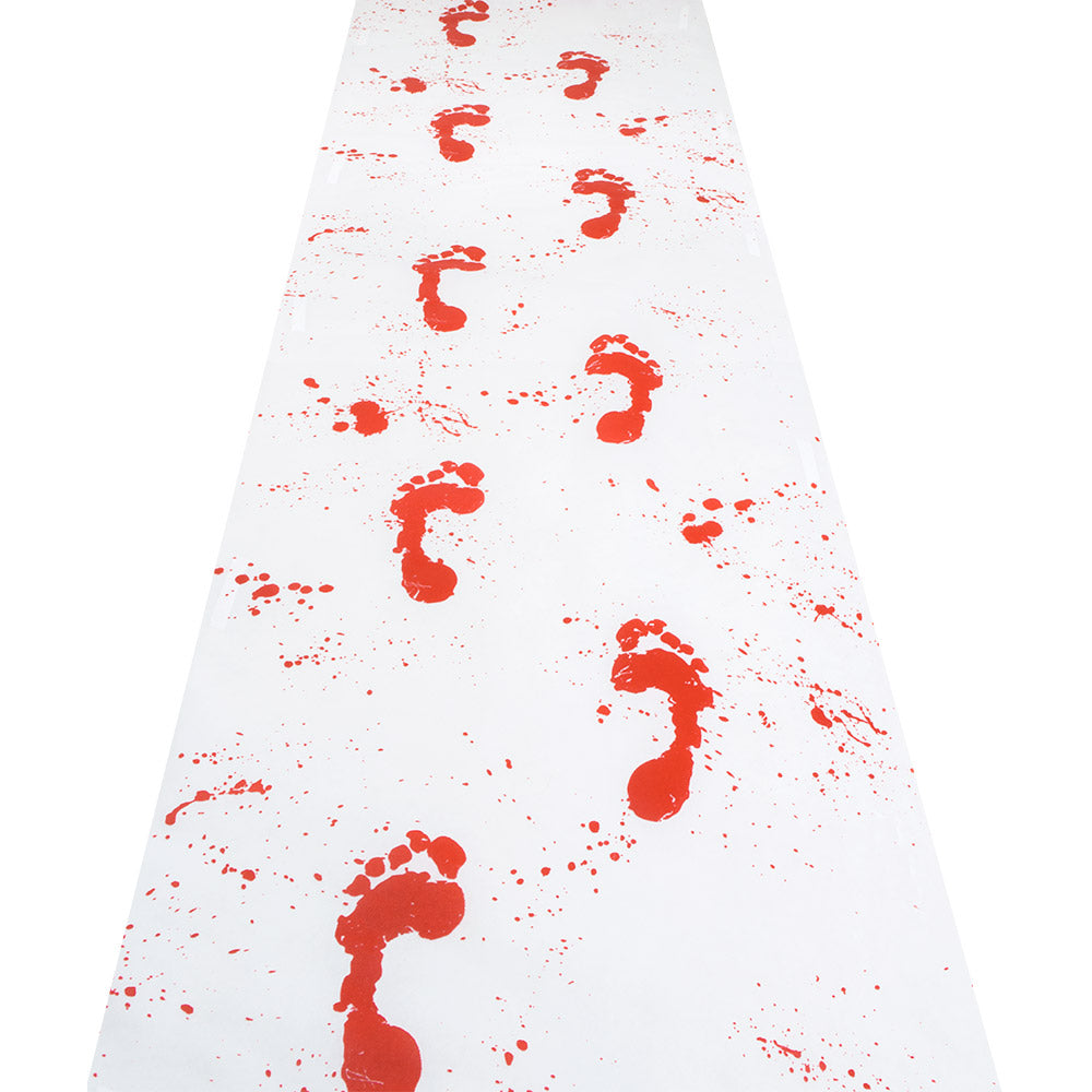 Tapis Blanc Traces de Pas Ensanglantées 450 x 60 cm – Halloween et Décoration Horreur