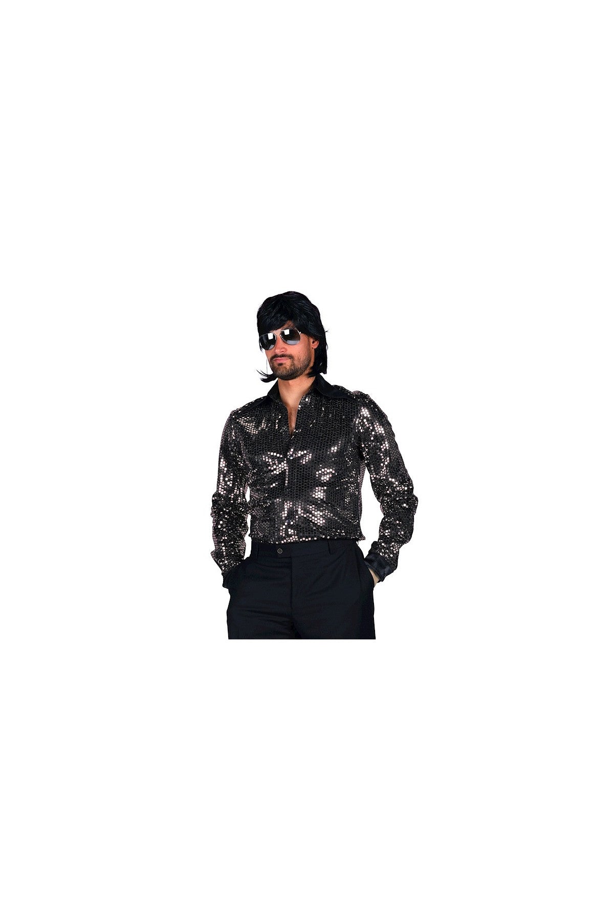 Chemise Disco Argentée Homme Tailles S à L – Soirée Disco Rétro