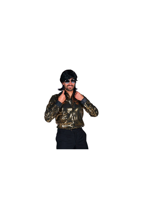 Chemise Disco Dorée Homme Tailles S à L – Soirée Disco Années 70