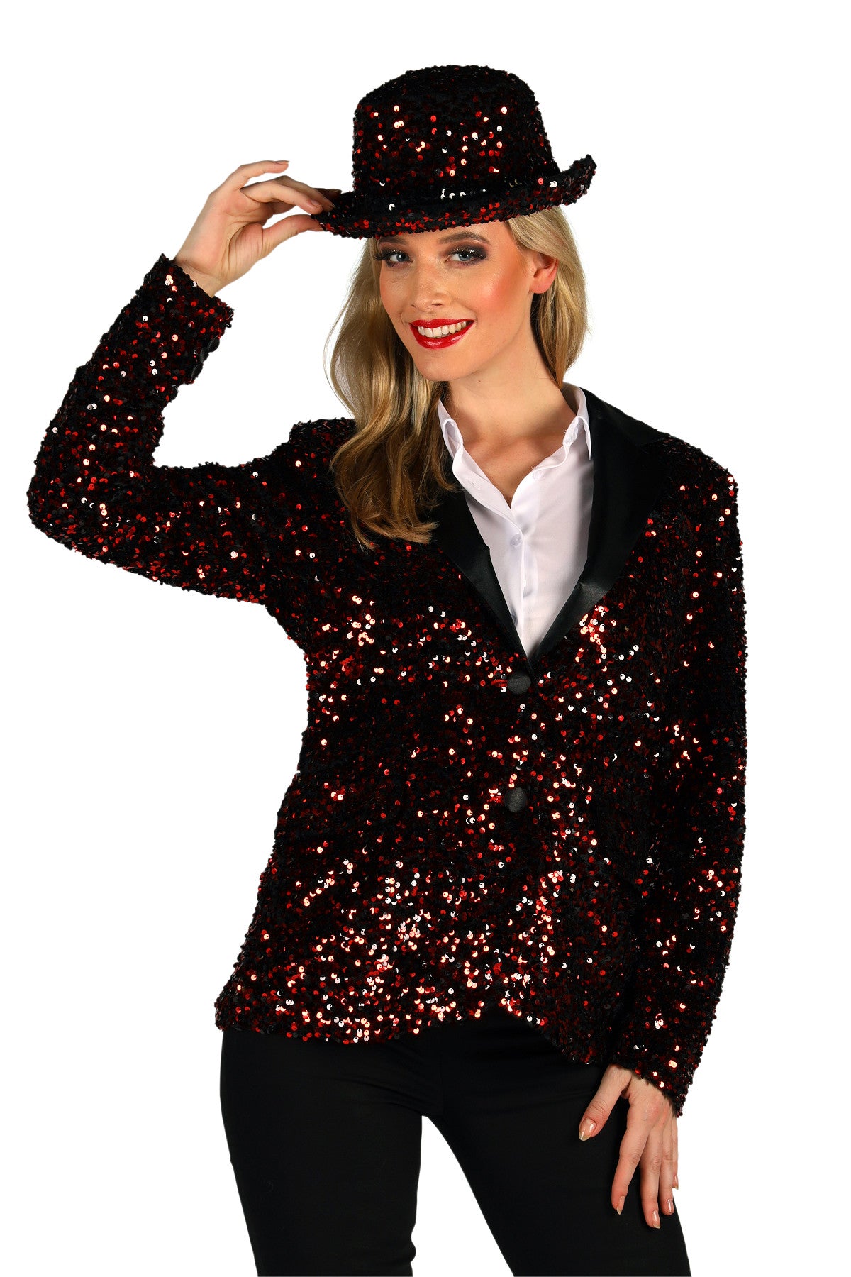 Veste à Sequins Femme Rouge et Noir Tailles S à L – Cabaret