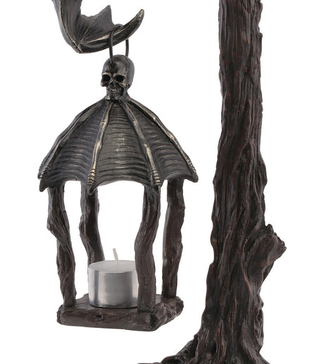Bougeoir Lanterne Chauve-Souris sur Branche – Décoration Halloween Gothique