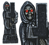 Pierre Tombale Squelette et Croix Lumineuse – Décoration Halloween Cimetière