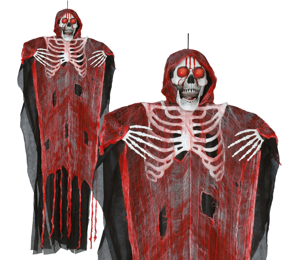 Suspension Squelette Lumière, Son et Mouvement 175 cm – Décoration Halloween