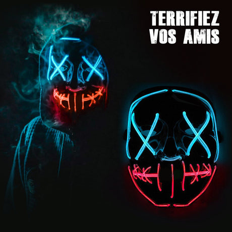 Masque LED Nightmare (Cauchemar) Yeux Bleus et Bouche Rouge Original Cup – Halloween