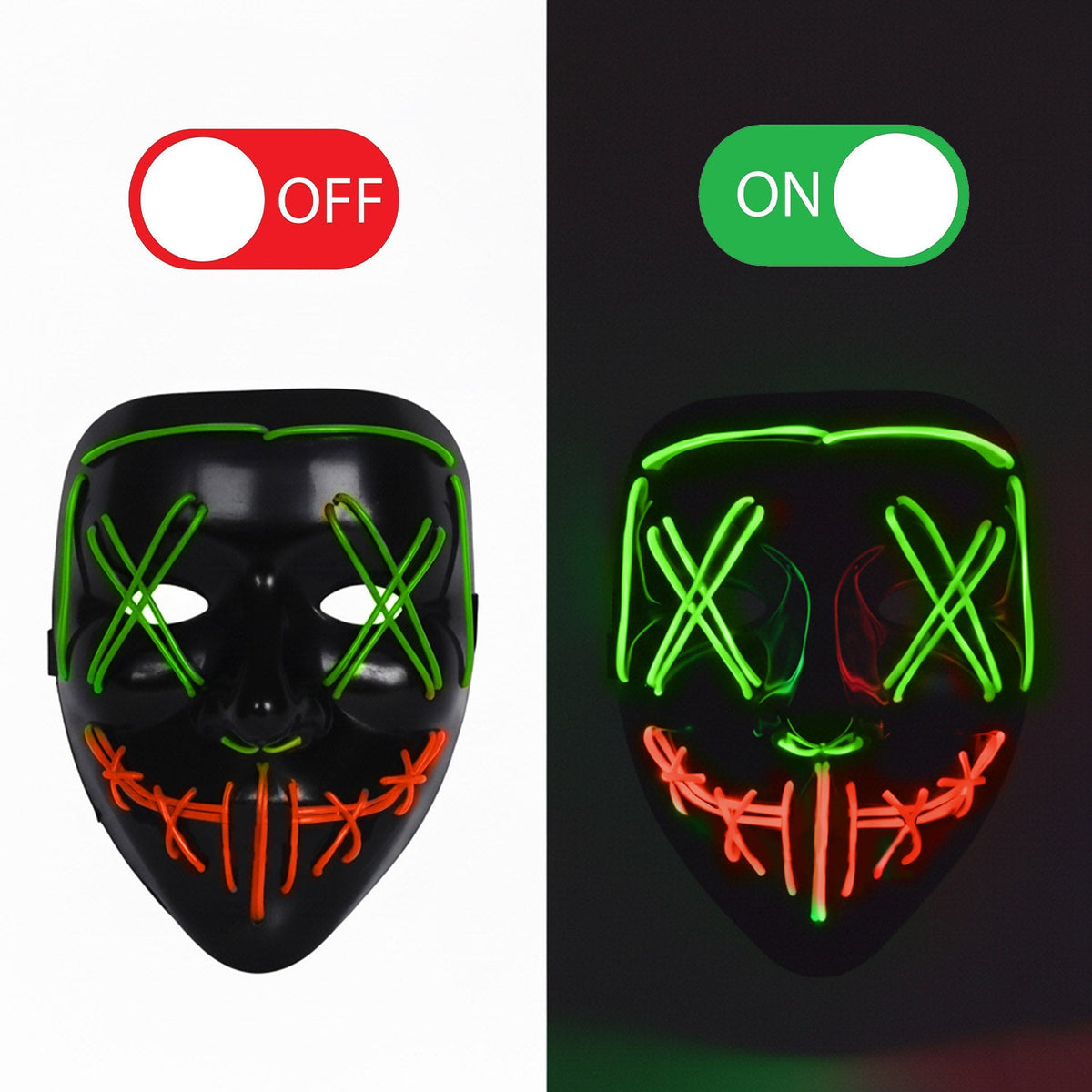 Masque LED Nightmare (Cauchemar) Yeux Verts et Bouche Rouge Original Cup – Halloween