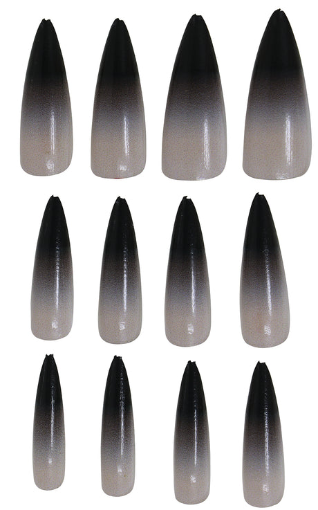 12 Faux Ongles Gothiques Longs avec Colle – Sorcière Halloween