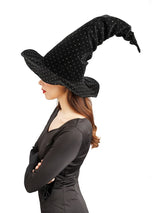 Chapeau de Sorcière Velours Noir et Strass – Halloween