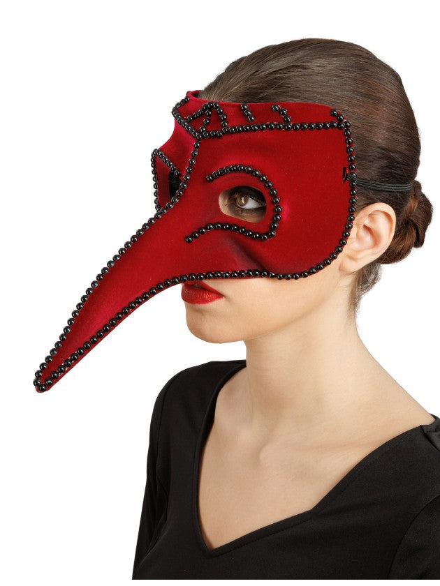 Masque Médecin de la Peste Bordeaux et Perles Noires – Halloween