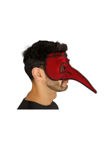Masque Médecin de la Peste Bordeaux et Perles Noires – Halloween
