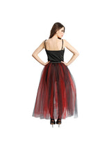 Jupe Longue en Tulle Noir et Rouge – Déguisement Sorcière Halloween