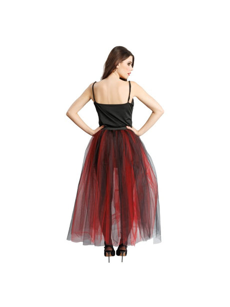 Jupe Longue en Tulle Noir et Rouge – Déguisement Sorcière Halloween