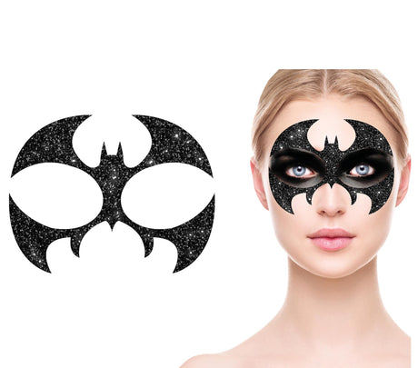 Glitter Face Chauve-Souris Noire – Bijou de Visage Halloween