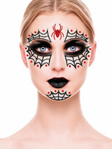 Glitter Face Araignée Noire et Rouge – Bijou de Visage Halloween