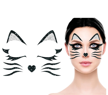 Glitter Face Chat Noir – Bijou de Visage Halloween