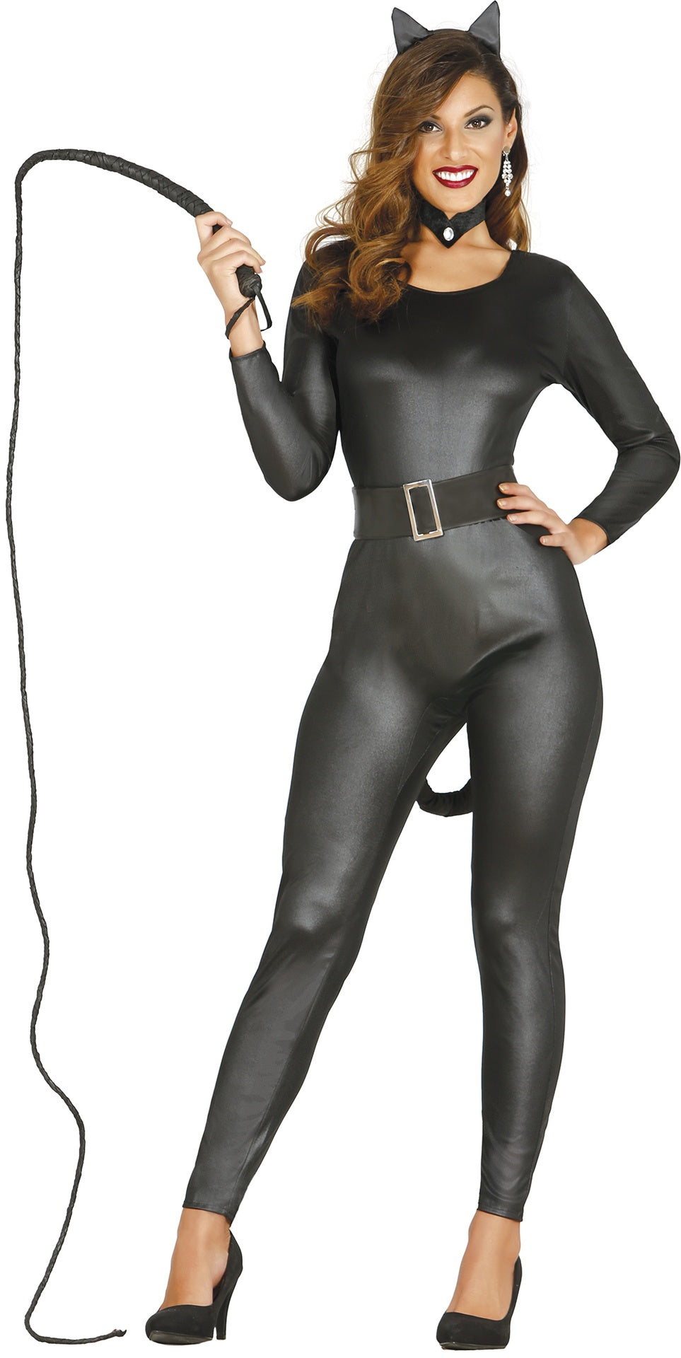 Déguisement Combinaison Chat Noir avec Queue Adulte Femme – Halloween