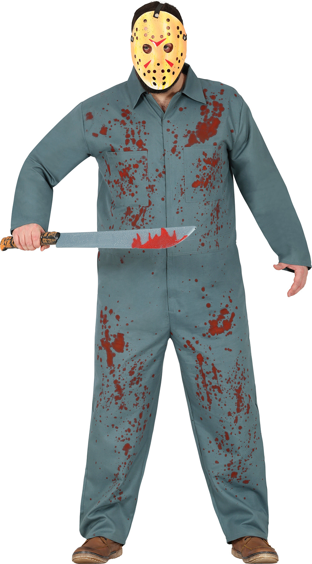 Déguisement Psychopathe en Combinaison Grise Adulte Homme Taille XL – Halloween