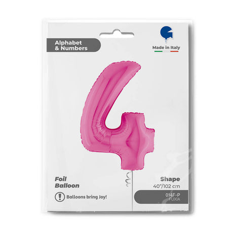 Ballon chiffre - Fuchsia holographique - 40" - Gonflage Hélium en boutique