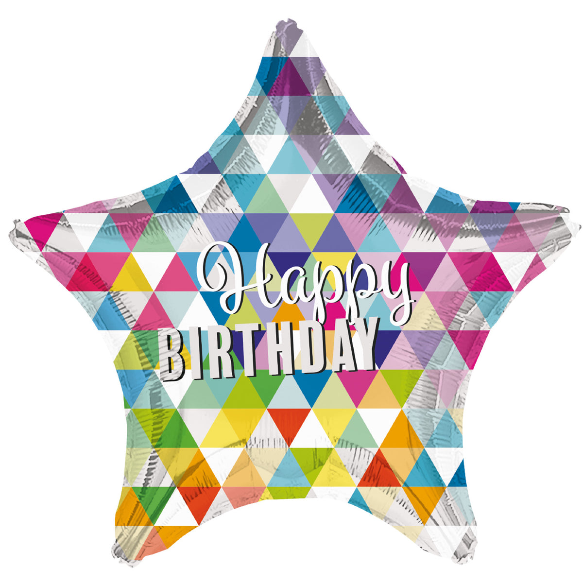 Ballon Hélium Étoile Happy Birthday Motifs Triangles – Anniversaire